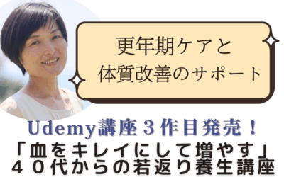 Udemy講座３作目発売！「血をキレイにして増やす」４０代からの若返り養生講座